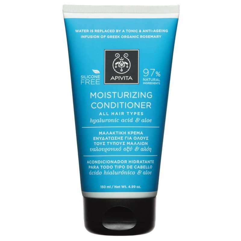 Apivita Μαλακτική Κρέμα Ενυδάτωσης για Όλους τους Τύπους Μαλλιών Υαλουρονικό Οξύ & Αλόη 150ml