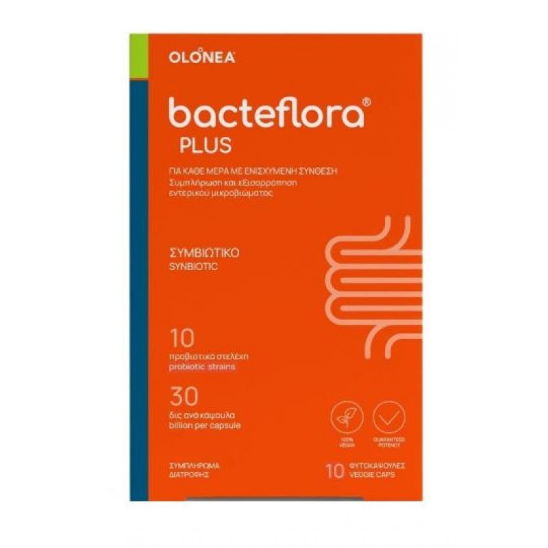 Olonea BacteFlora Plus με Προβιοτικά και Πρεβιοτικά για Κάθε Ημέρα με Ενισχυμένη Σύνθεση 10 φυτικές κάψουλες