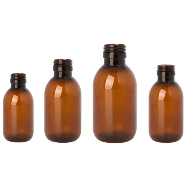 Μπουκαλάκια Πλαστικά (PET) Καφέ με Στόμιο 28mm (χωρίς Πώμα) 25ml, 1 τμχ