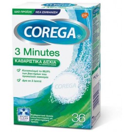 Corega 3 Minutes Καθαριστικά Δισκία για Οδοντοστοιχίες 36 Δισκία