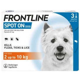 Frontline Spot On Dog Αντιπαρασιτικές Αμπούλες Σκύλων 2-10kg, 3 Αμπούλες