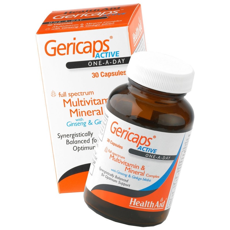Health Aid Gericaps Active Πολυβιταμίνη με Ginseng και Ginkgo Biloba, 30 ταμπλέτες