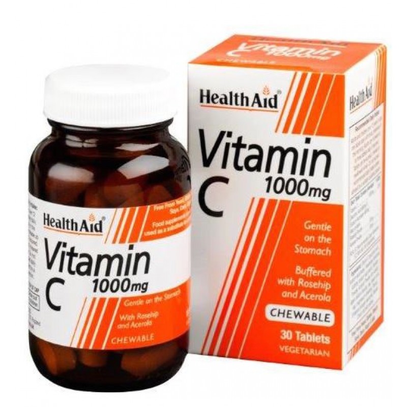 Health Aid Vitamin C 1000mg with Rosehip & Acerola 30 Μασώμενες Ταμπλέτες
