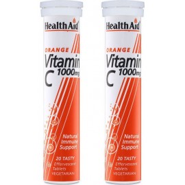 Health Aid PROMO PACK 1+1 ΔΩΡΟ Vitamin C 1000mg Πορτοκάλι 20+20 αναβράζοντα δισκία