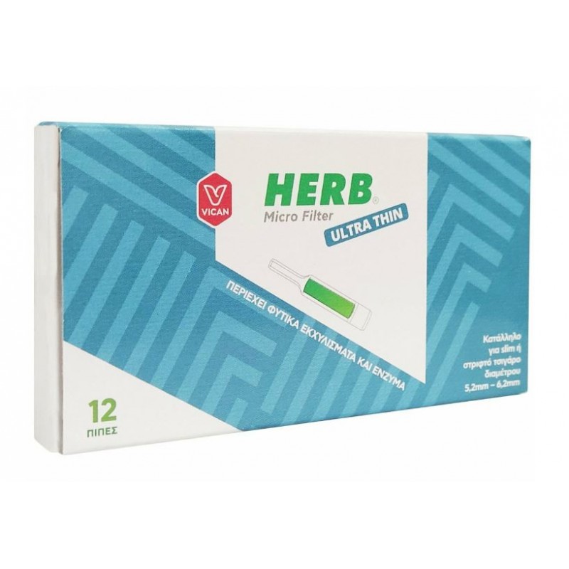 Vican HERB Micro Filter Ultra Thin Ανταλλακτικά Φίλτρα για Slim ή Στριφτό Τσιγάρο για Διακοπή Καπνίσματος 12τμχ