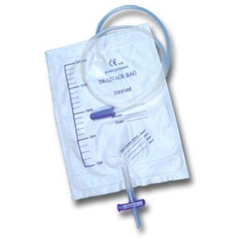 Ουροσυλλέκτης 2000ml Αποστειρωμένος με Βαλβίδα Μη Παλινδρόμησης και Κάνουλα Εκκένωσης Τύπου "Τ"