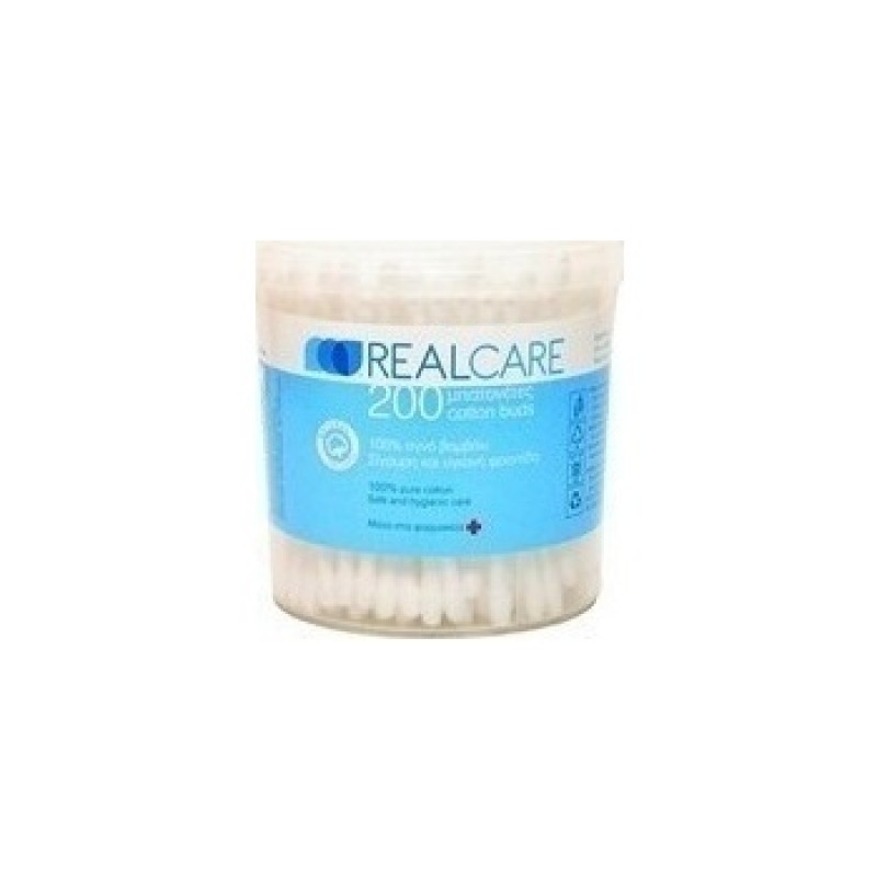 Real Care Μπατονέτες από 100% αγνό βαμβάκι, 200 τεμάχια