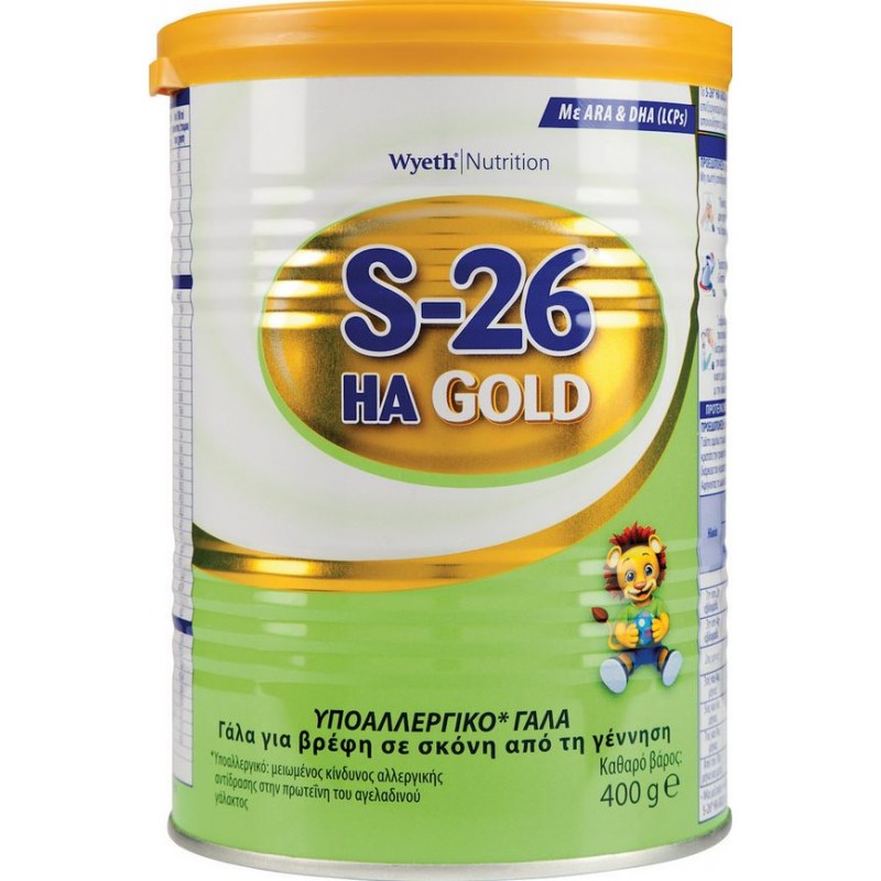Wyeth S-26 ΗΑ Gold Γάλα με Υποαντιγονική Σύνθεση για την Αντικατάσταση του Μητρικού Γάλακτος, 400 gr