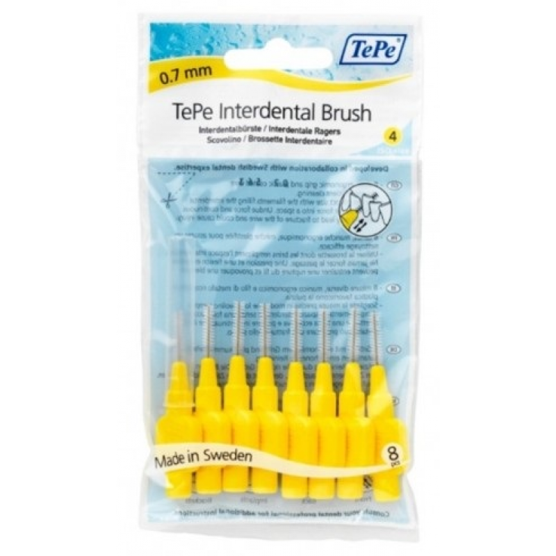 TePe Μεσοδόντια Βουρτσάκια 0,70 mm (No. 4) Κίτρινο 8τμχ