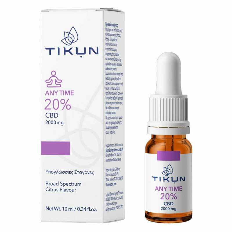 Tikun Any Time Έλαιο Κάνναβης σε Σταγόνες 2000mg με 20% CBD με Γεύση Citrus 10ml